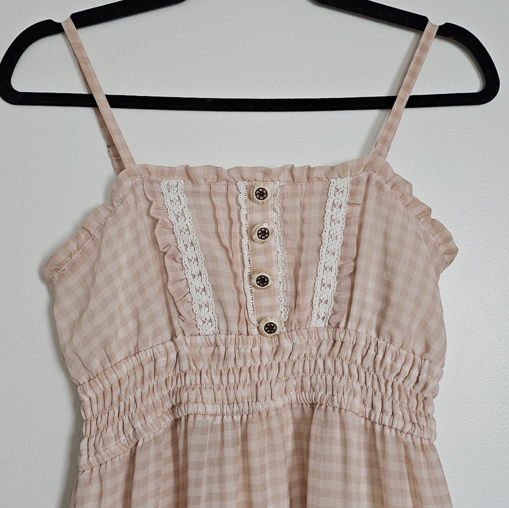 Liz Lisa Gyaru Gingham Maxi Dress with Lace And Buttons Baby Pink - Picture 10 of 13